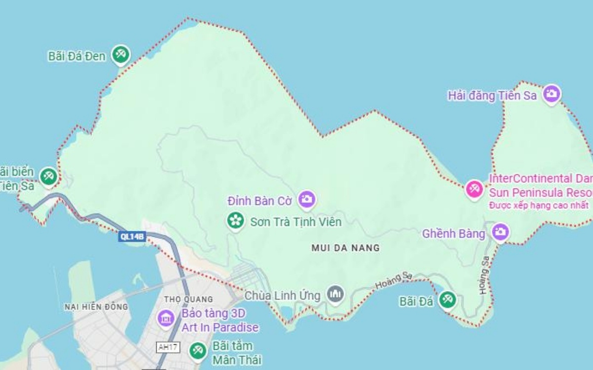 Bán đảo Sơn Trà Đà Nẵng: Cẩm nang khám phá trọn vẹn "Viên ngọc quý" 2 Bán đảo Sơn Trà nằm ở phía Đông Bắc, cách trung tâm Đà Nẵng 10km